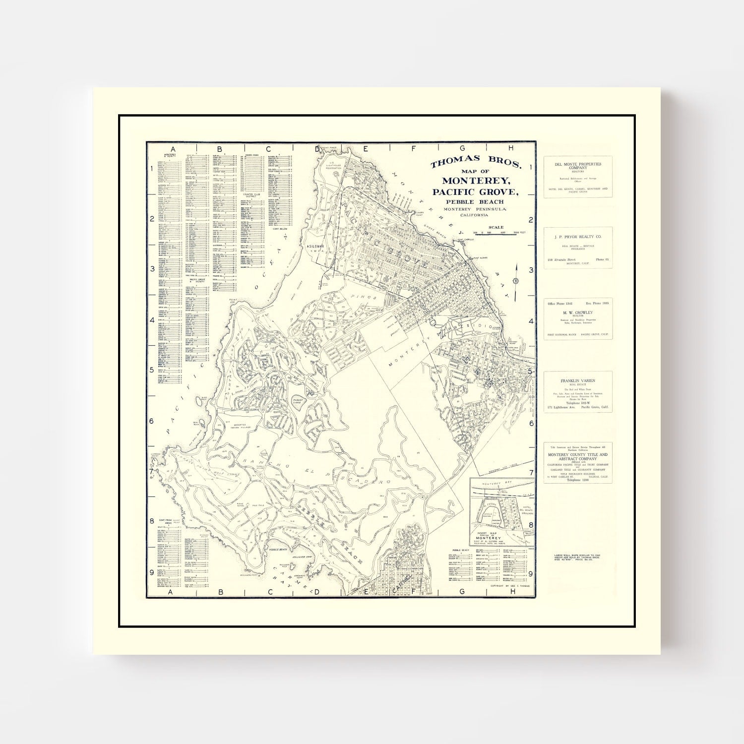 Vintage Map of Monterey, California 1920