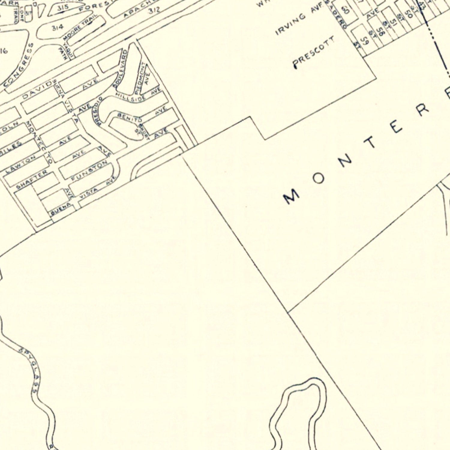 Vintage Map of Monterey, California 1920