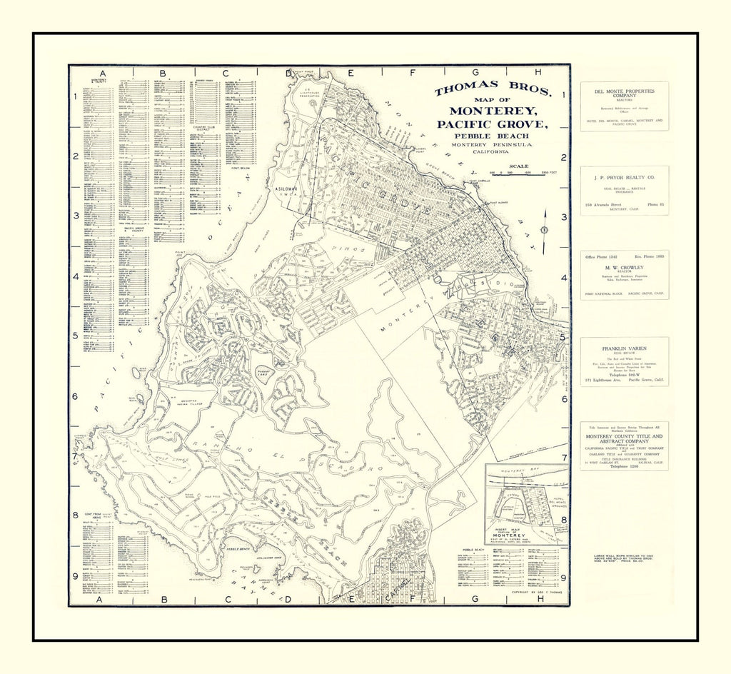 Vintage Map of Monterey, California 1920