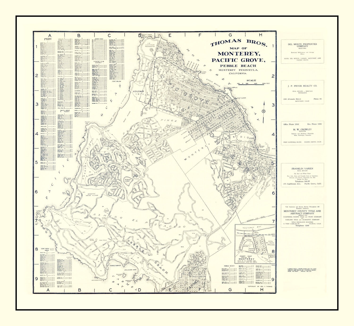 Vintage Map of Monterey, California 1920