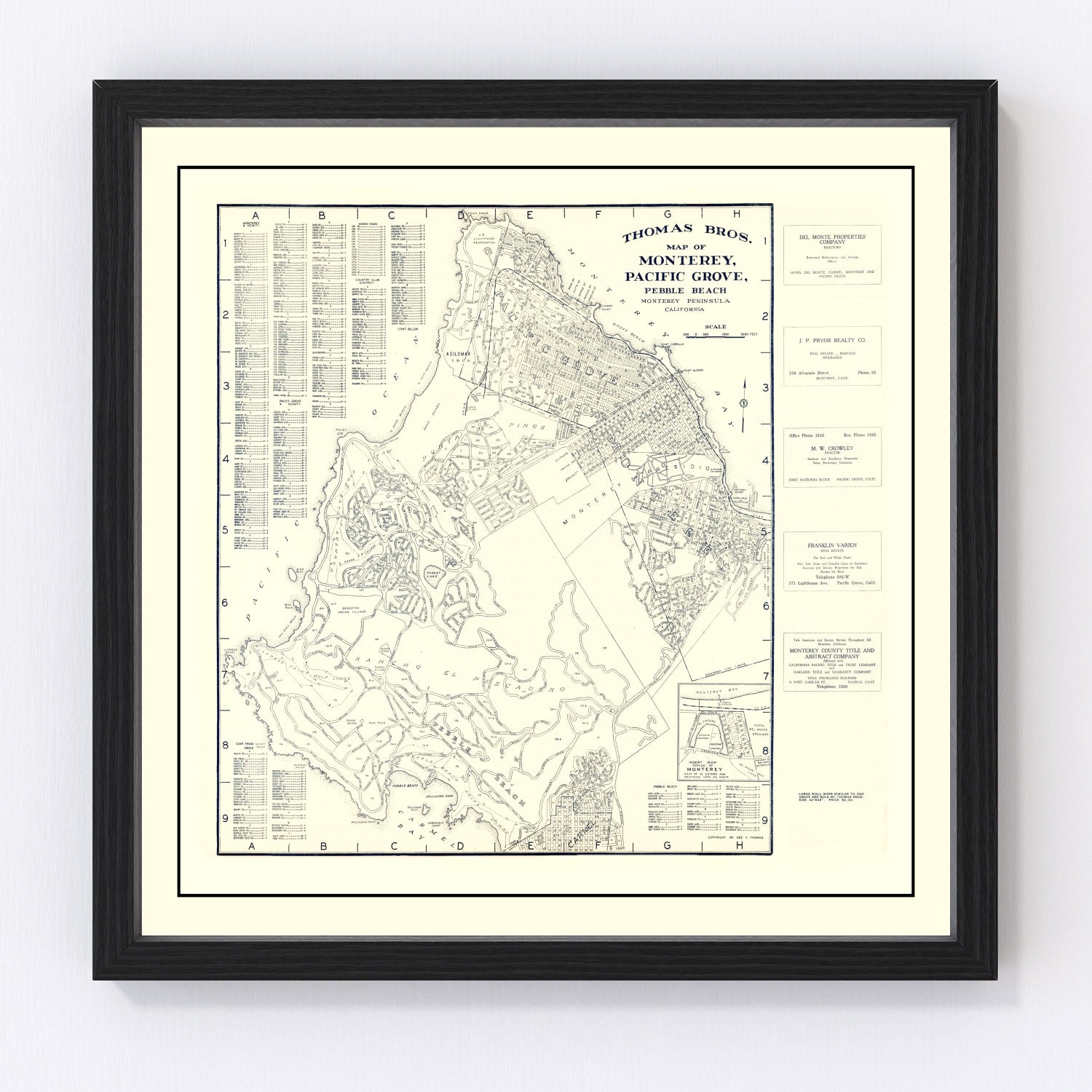 Vintage Map of Monterey, California 1920