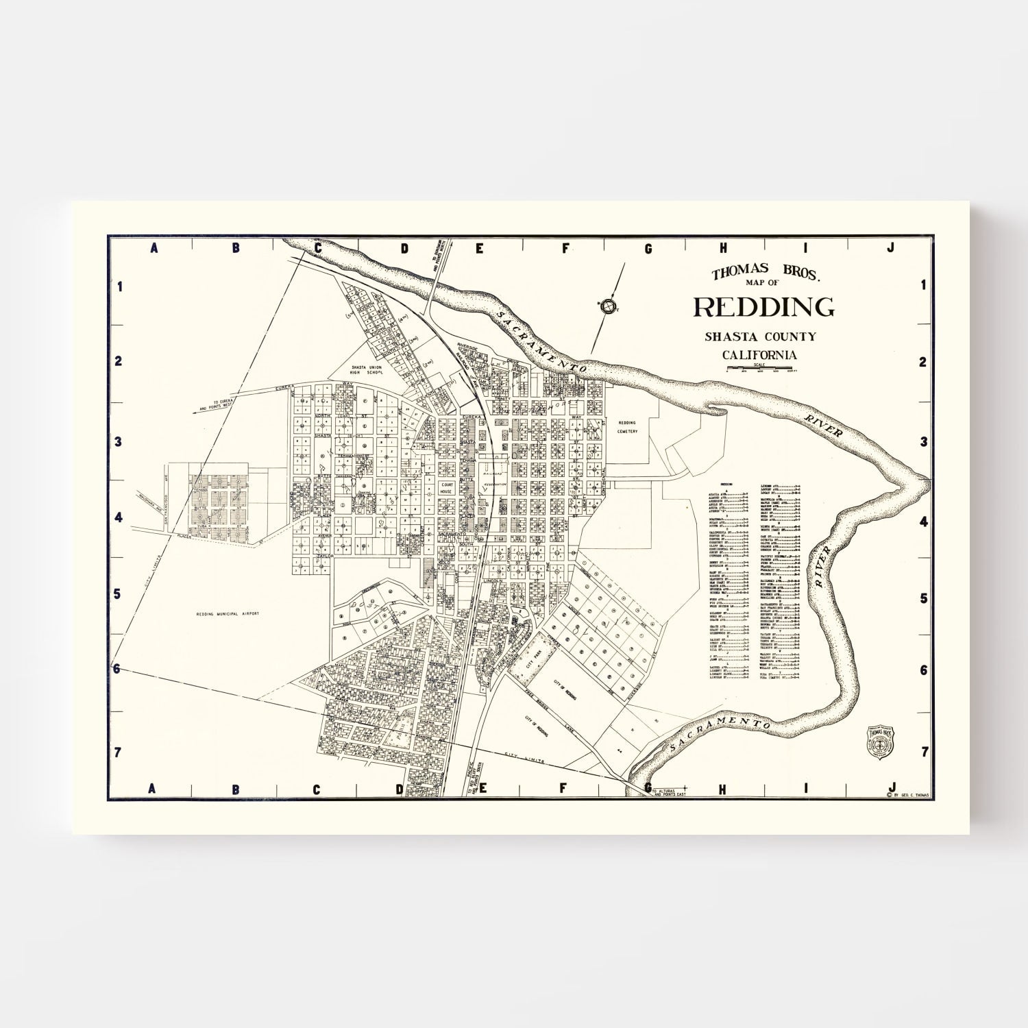 Vintage Map of Redding, California 1920