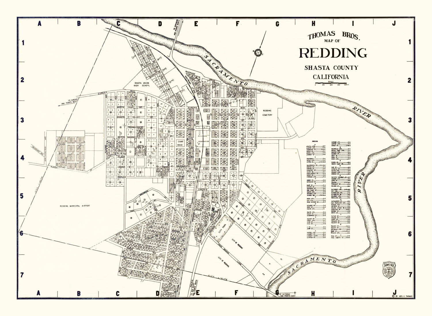 Vintage Map of Redding, California 1920
