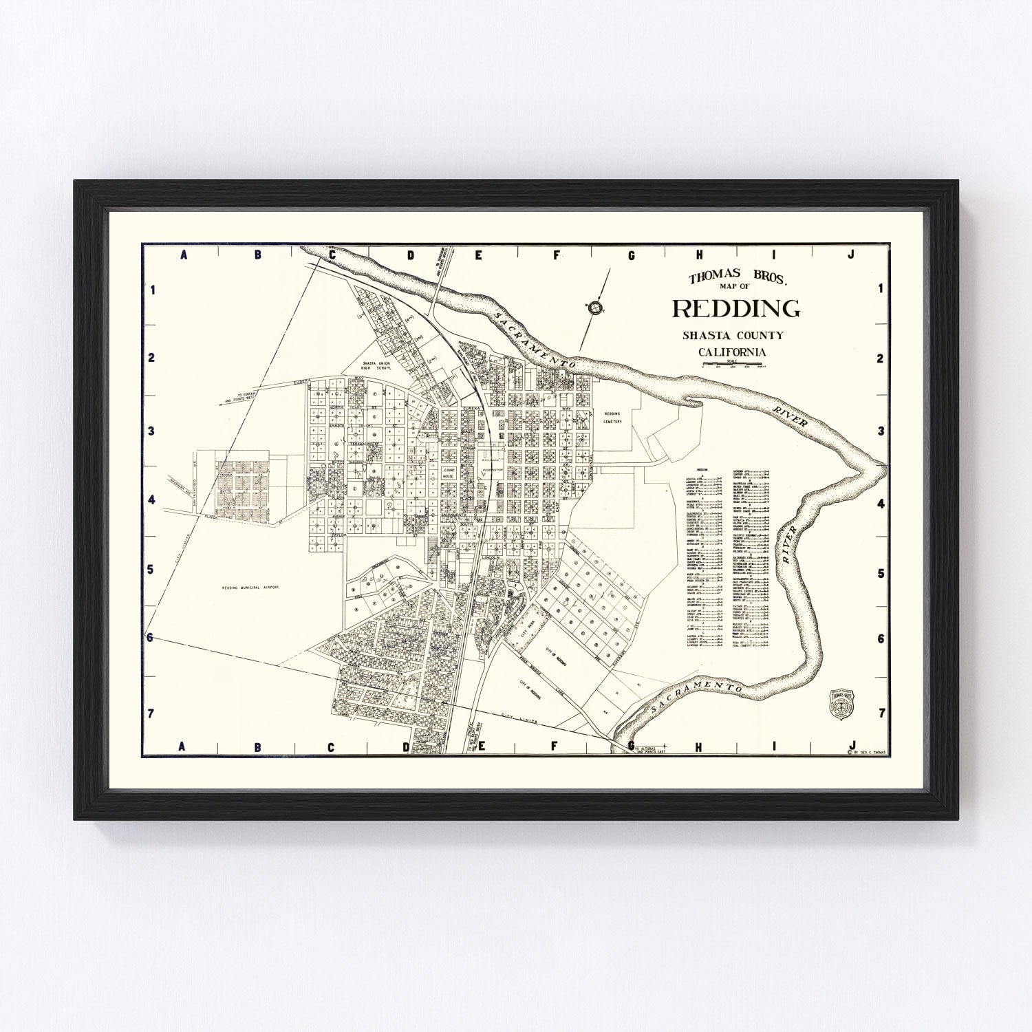 Vintage Map of Redding, California 1920