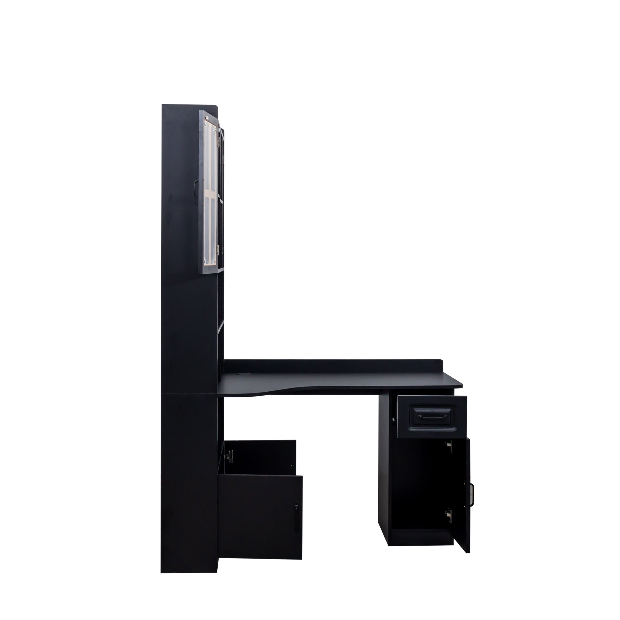 L-Shaped Corner Computer Desk  for Home Office or Study desk, Study Modern Style Table with Drawers, Bookshelf & Hutch, 2-in-1 L-Shaped Design, Large Working Space,black