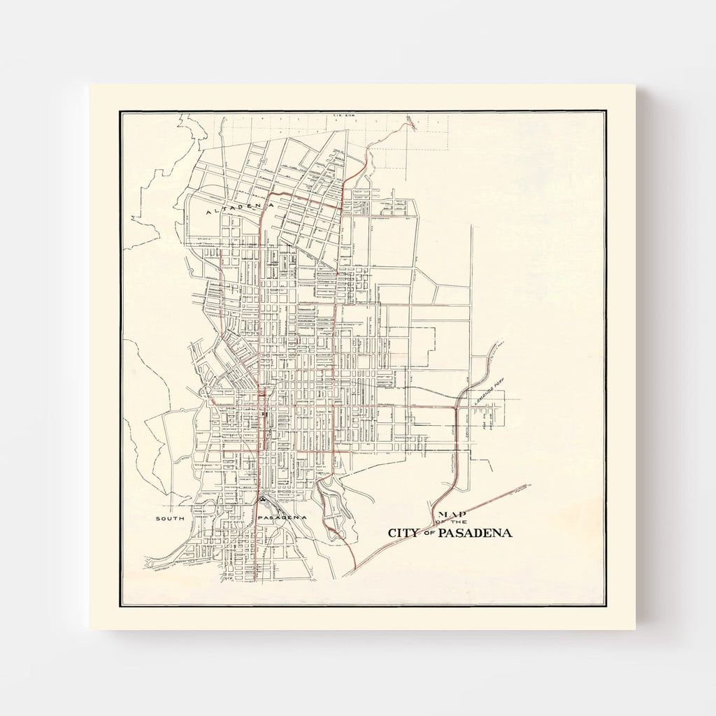 Vintage Map of Pasadena, California 1922