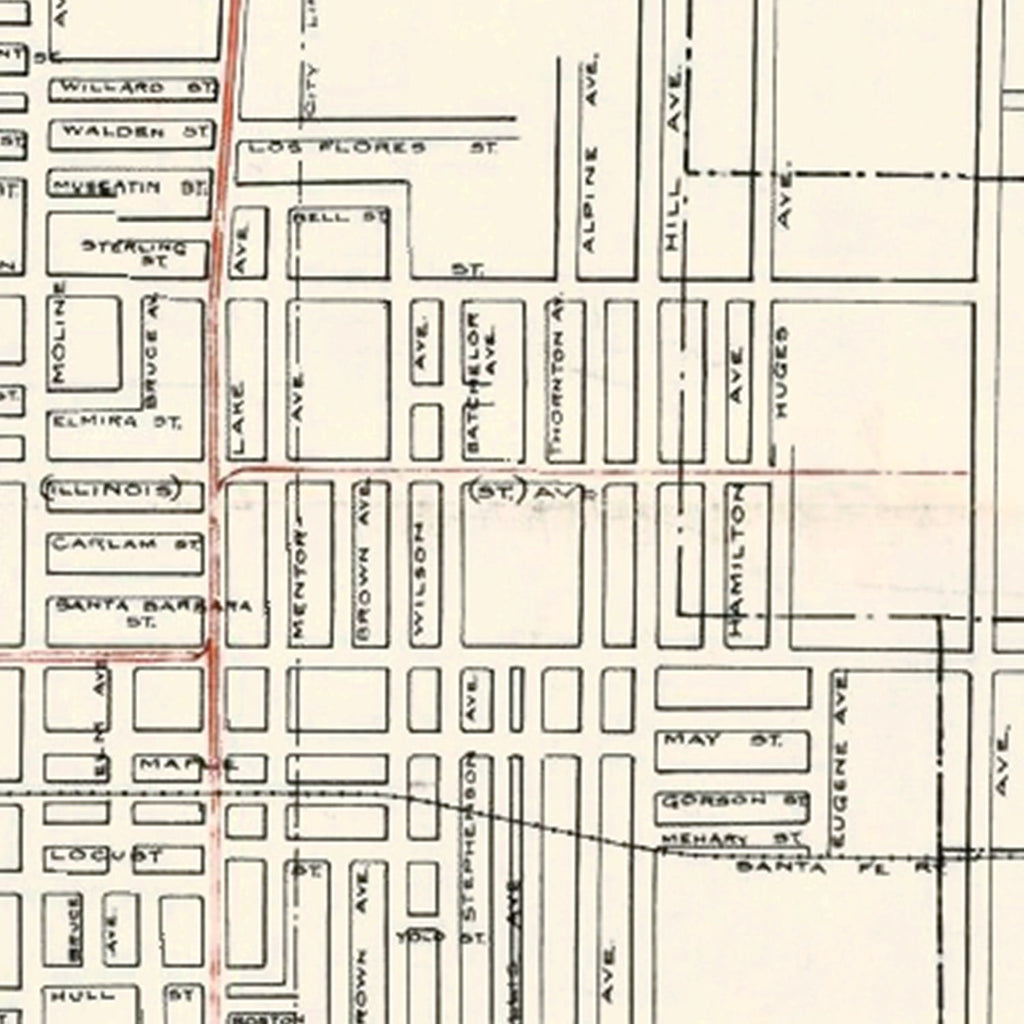 Vintage Map of Pasadena, California 1922
