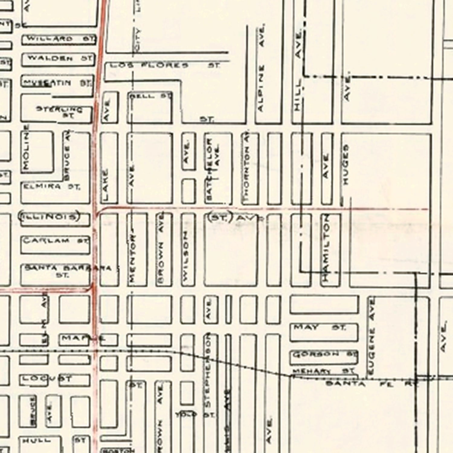 Vintage Map of Pasadena, California 1922