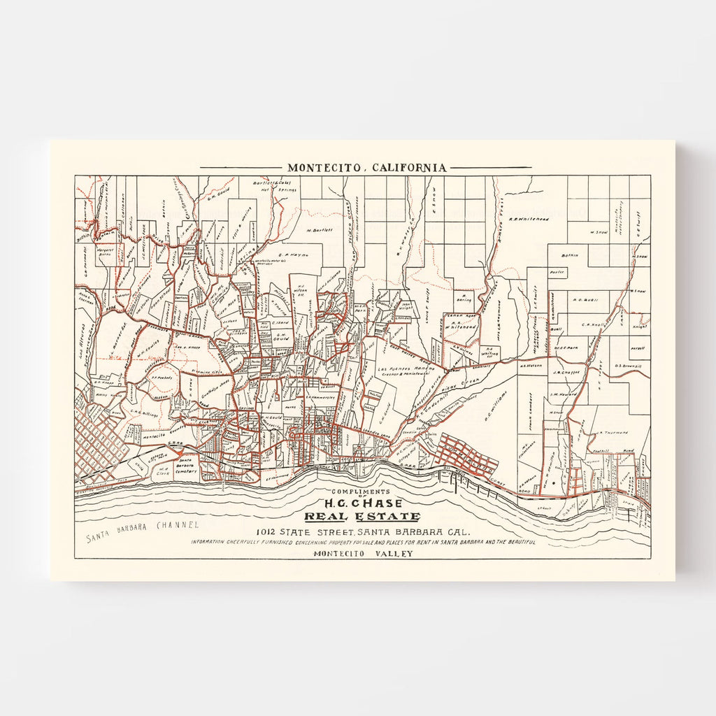 Vintage Map of Montecito, California 1924