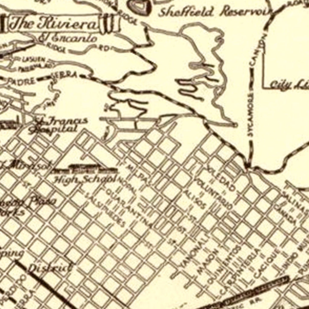 Vintage Map of Santa Barbara, California 1930