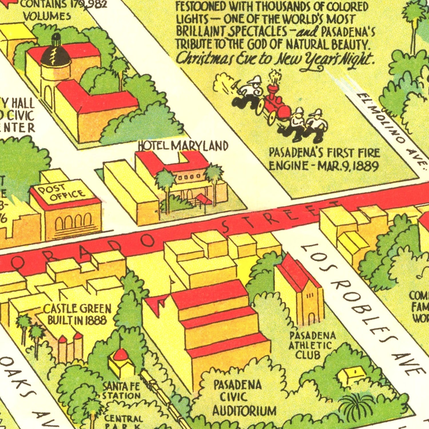 Vintage Map of Pasadena, California 1933