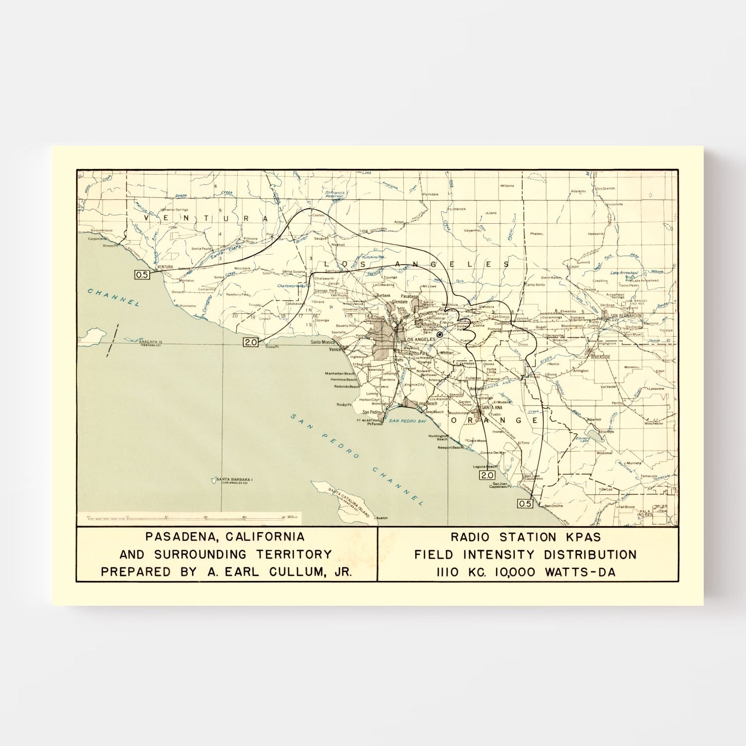 Vintage Map of Pasadena, California 1935