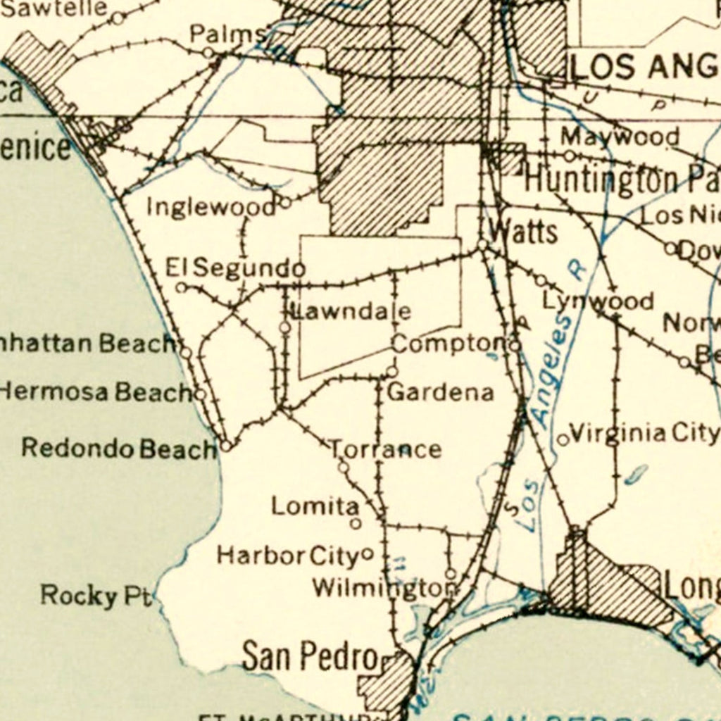 Vintage Map of Pasadena, California 1935