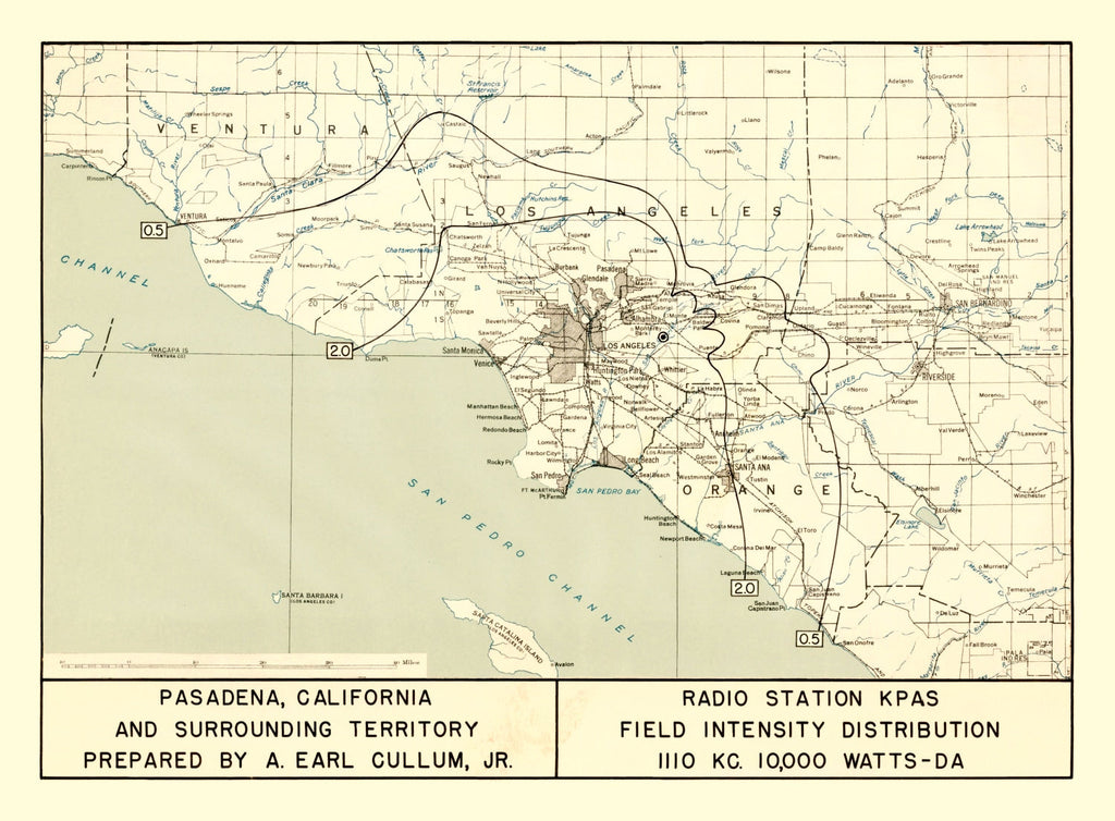 Vintage Map of Pasadena, California 1935