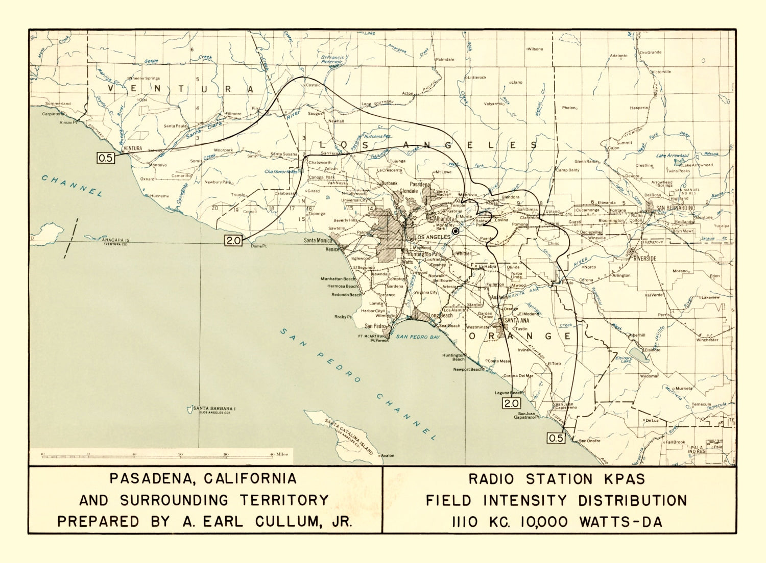 Vintage Map of Pasadena, California 1935
