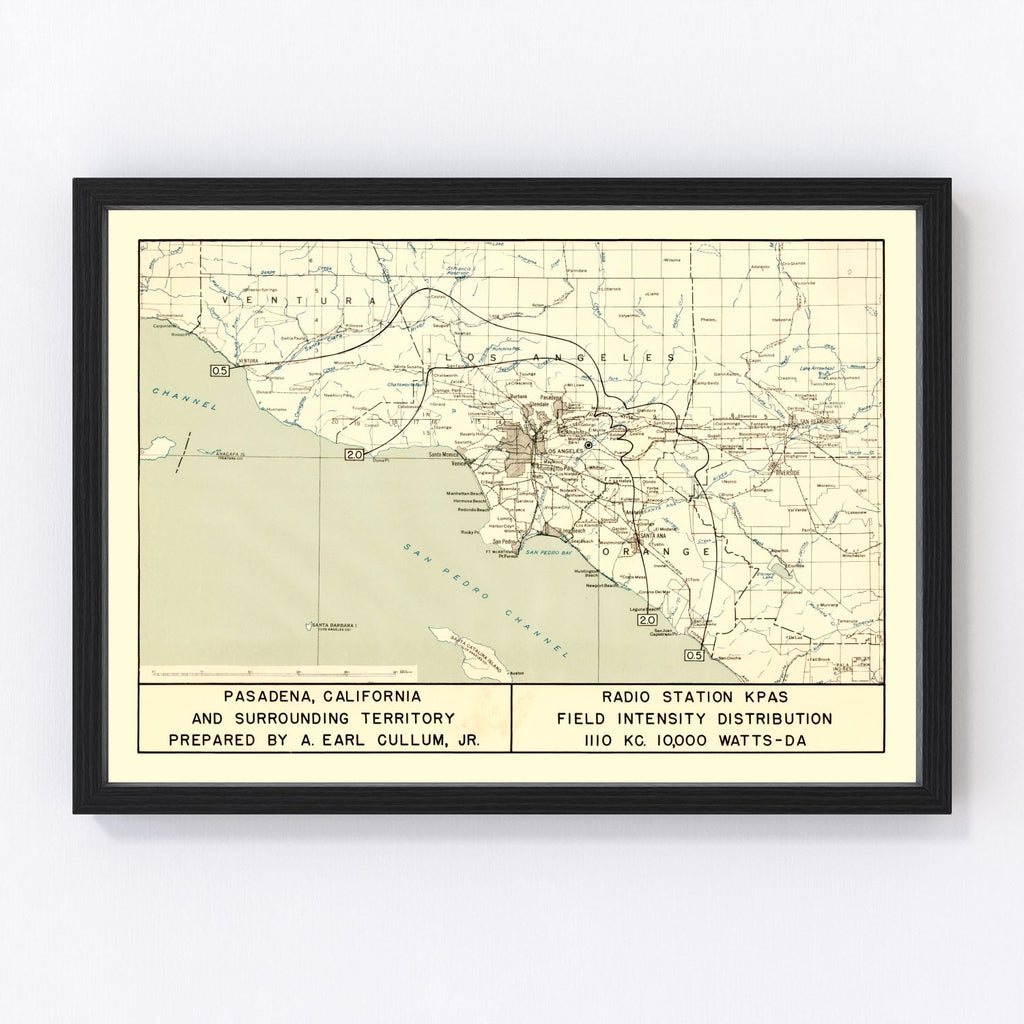 Vintage Map of Pasadena, California 1935