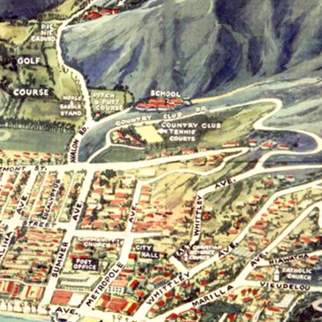Vintage Avalon & Santa Catalina Island Map 1948