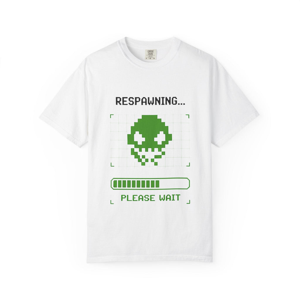 Respawning... Please Wait T-Shirt - Pixel Alien Gamer Tee