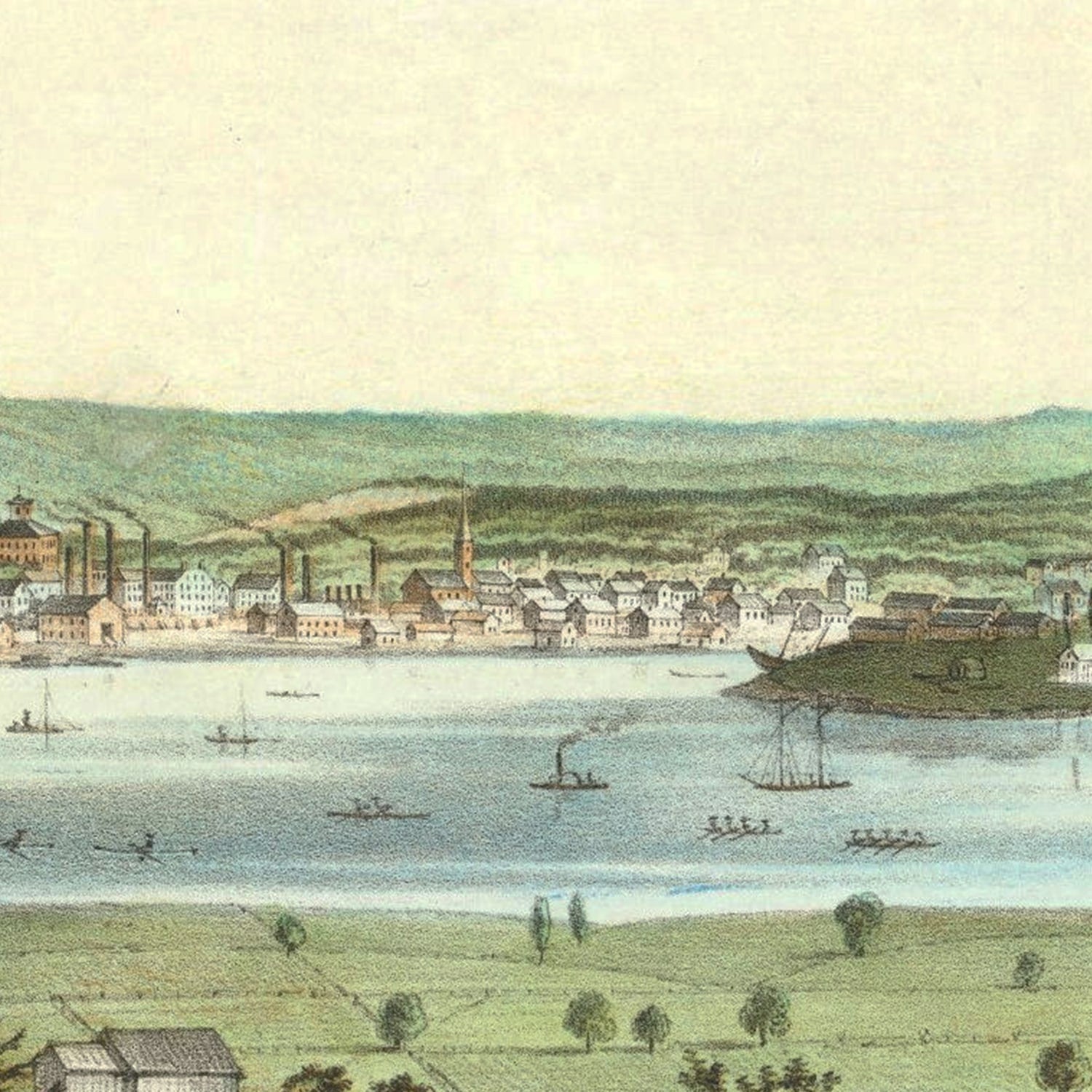 Vintage Map of New Haven, Connecticut 1862