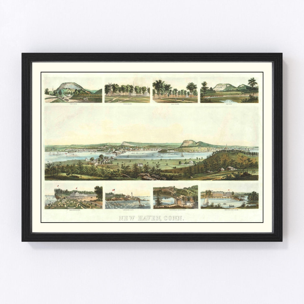 Vintage Map of New Haven, Connecticut 1862
