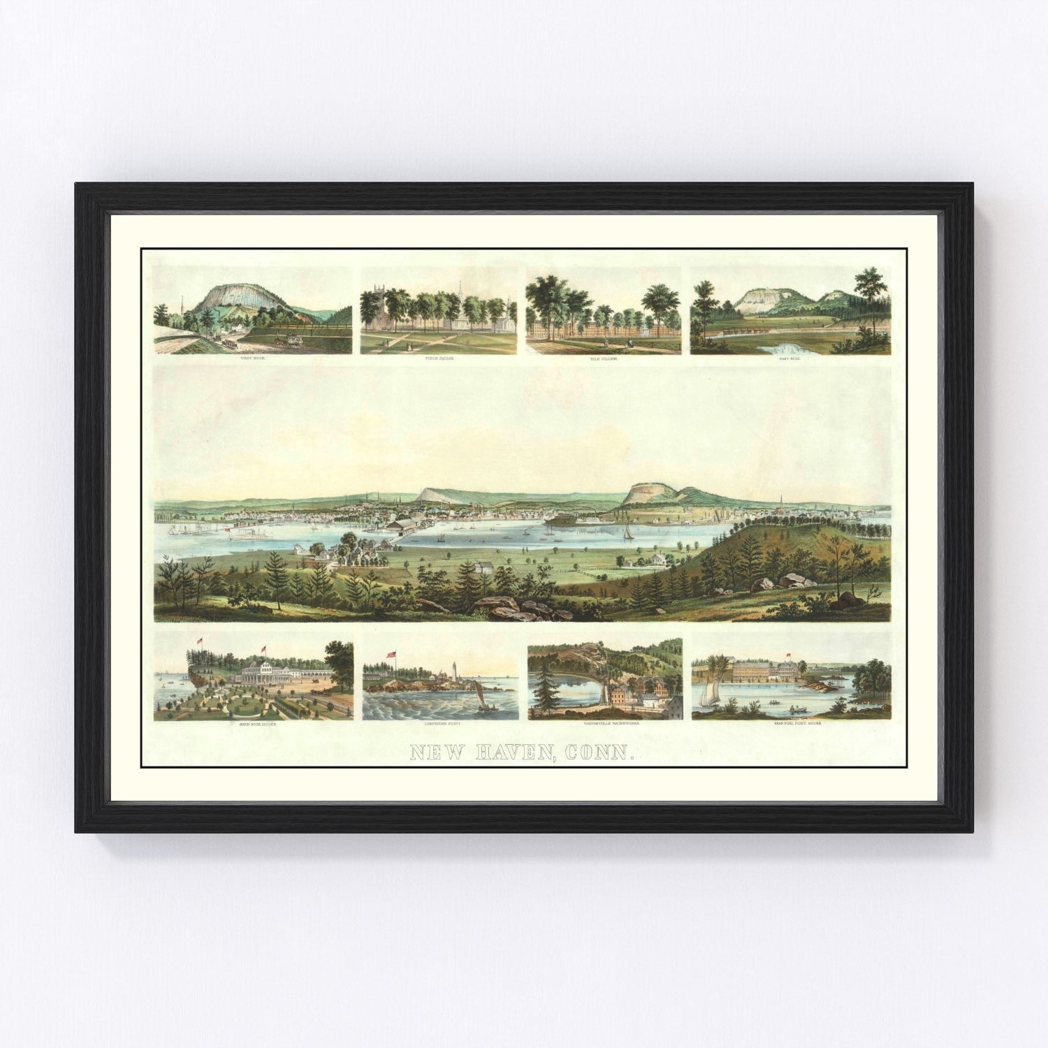 Vintage Map of New Haven, Connecticut 1862