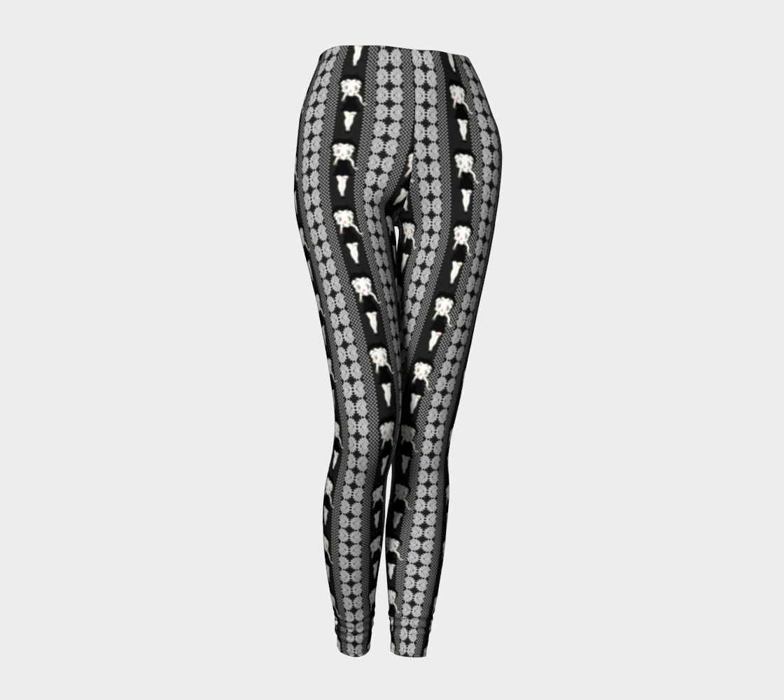 Betty Boop Design Striped Black Leggings