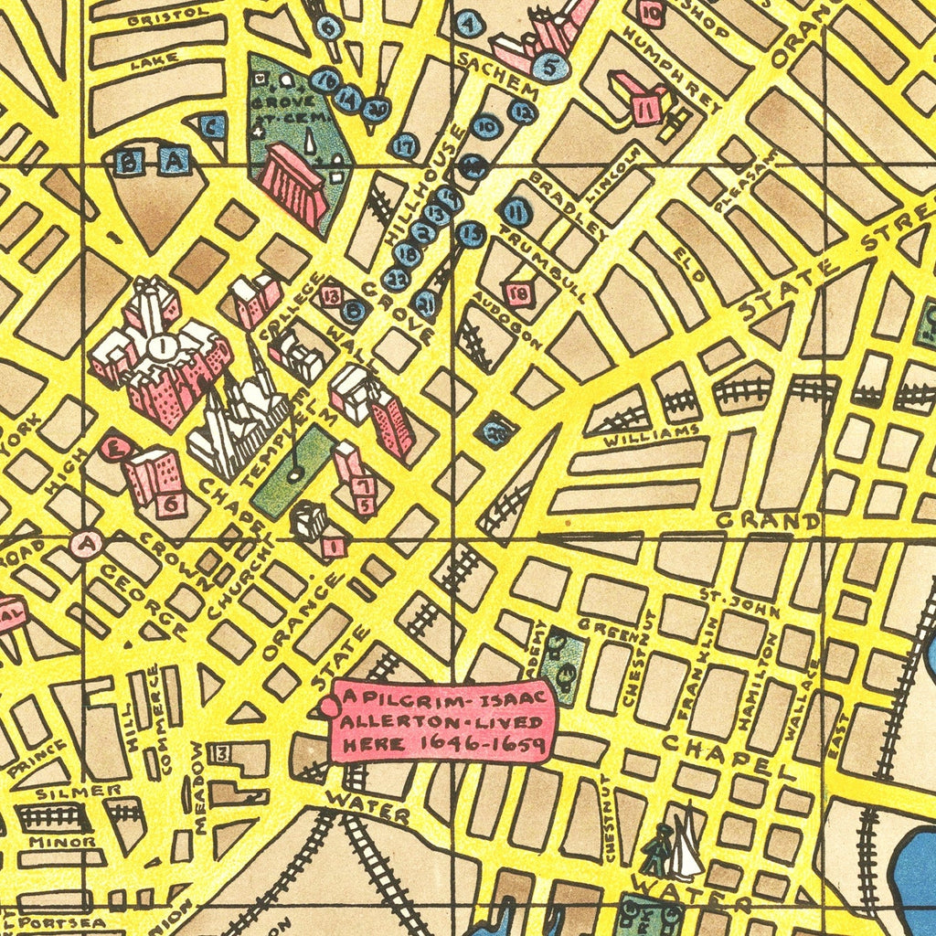 Vintage Map of New Haven, Connecticut 1928