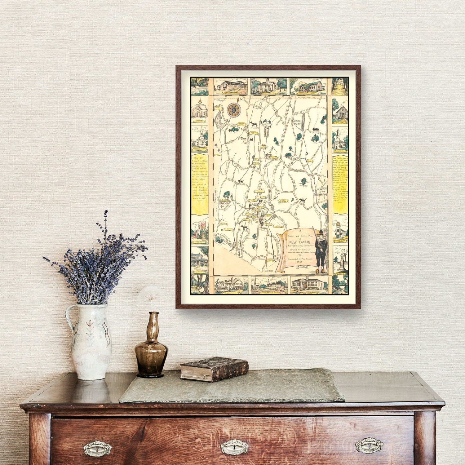 Vintage Map of New Canaan, Connecticut 1930