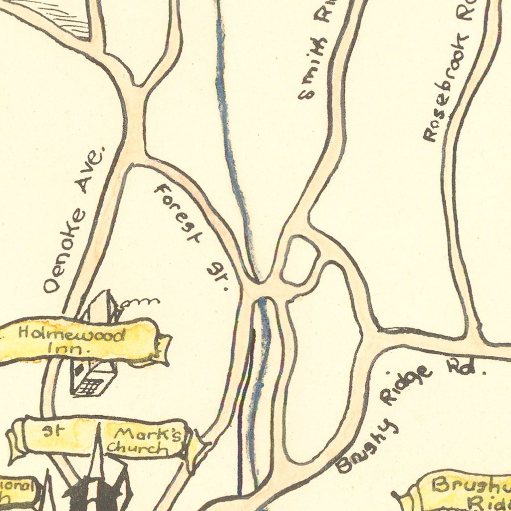 Vintage Map of New Canaan, Connecticut 1930
