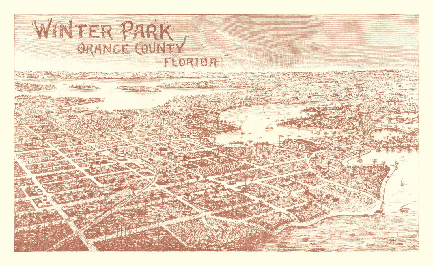 Vintage Map of Winter Park, Florida 1885