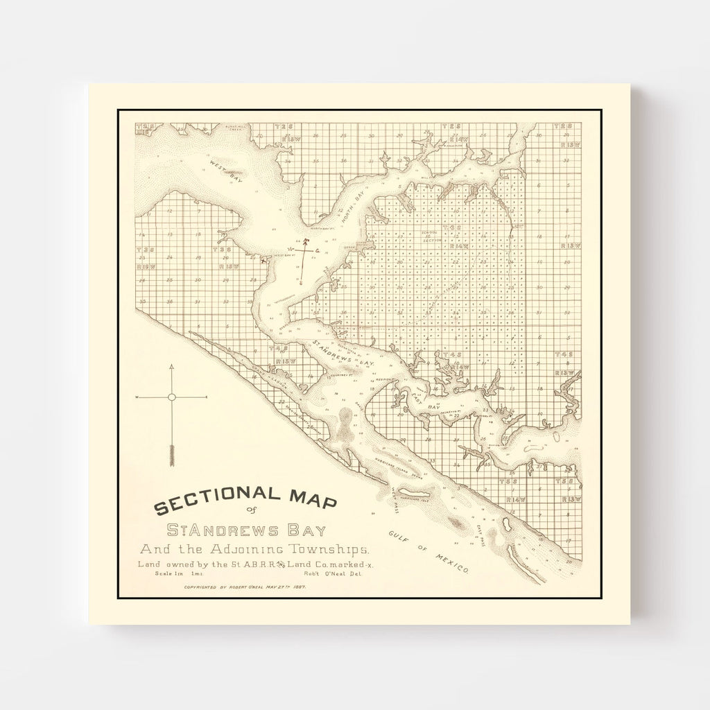 Vintage Map of Panama City, Florida 1887