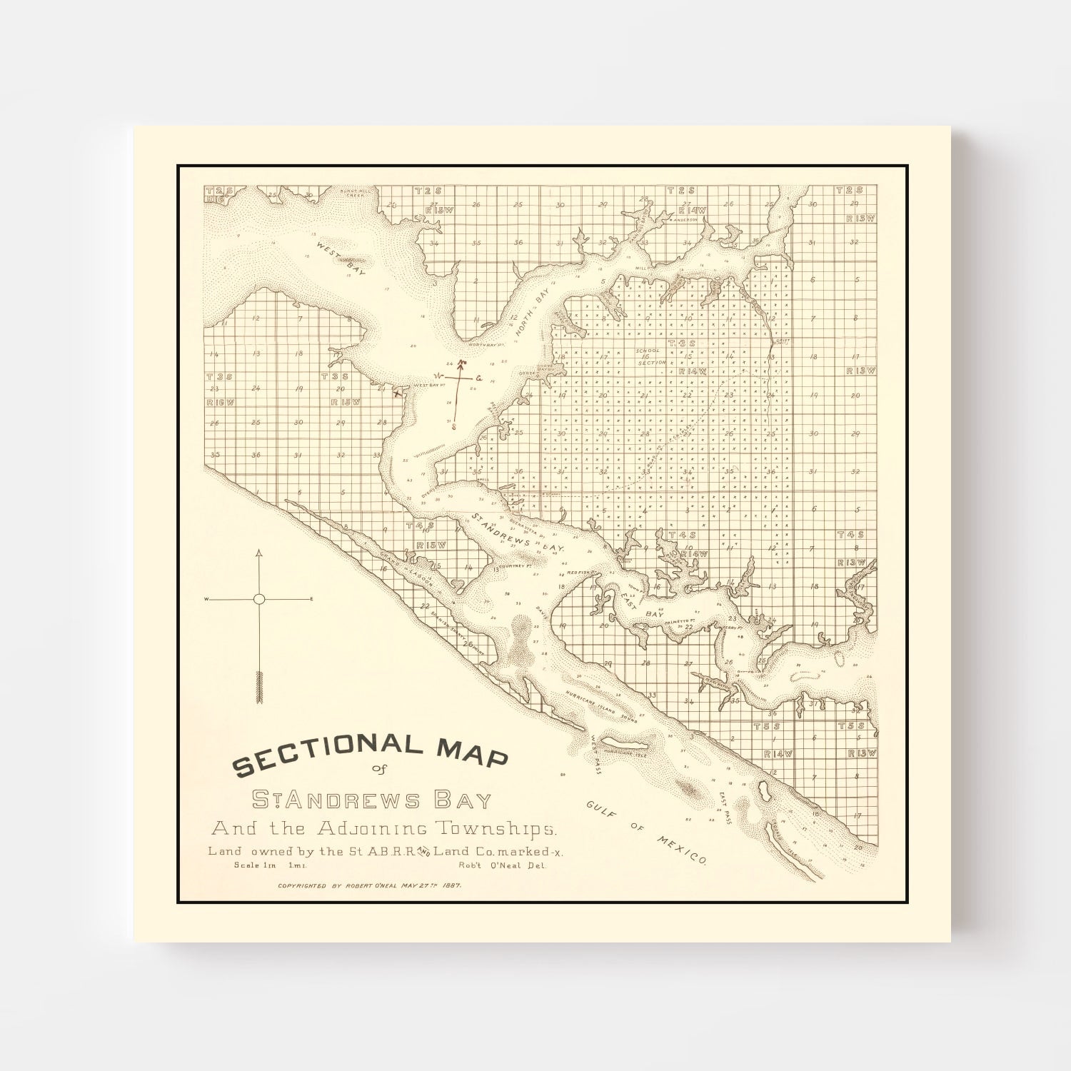 Vintage Map of Panama City, Florida 1887