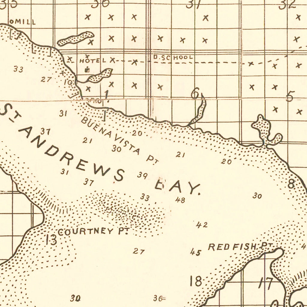 Vintage Map of Panama City, Florida 1887