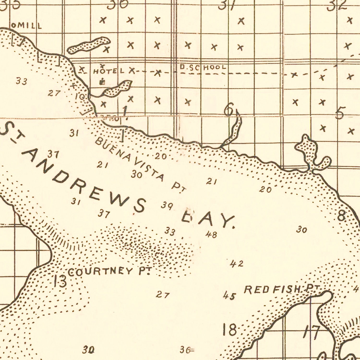Vintage Map of Panama City, Florida 1887