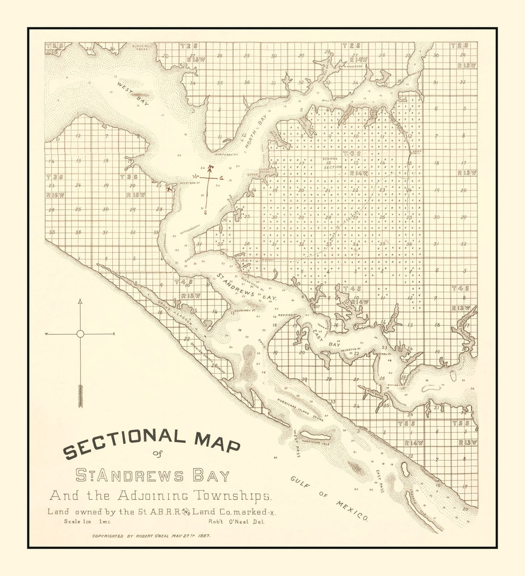 Vintage Map of Panama City, Florida 1887