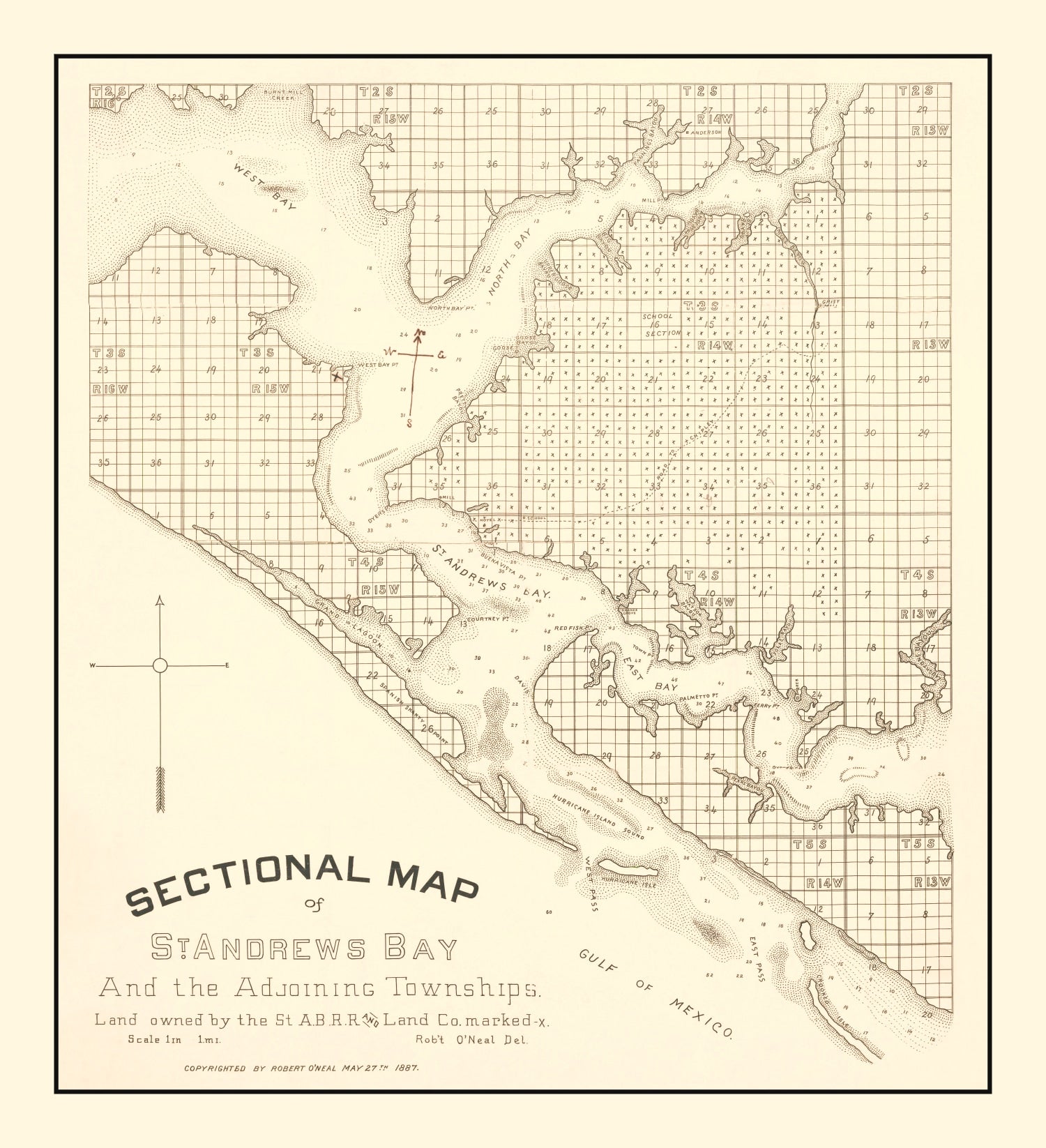 Vintage Map of Panama City, Florida 1887