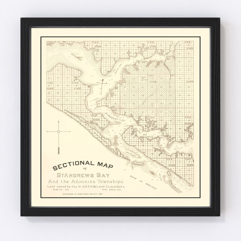 Vintage Map of Panama City, Florida 1887