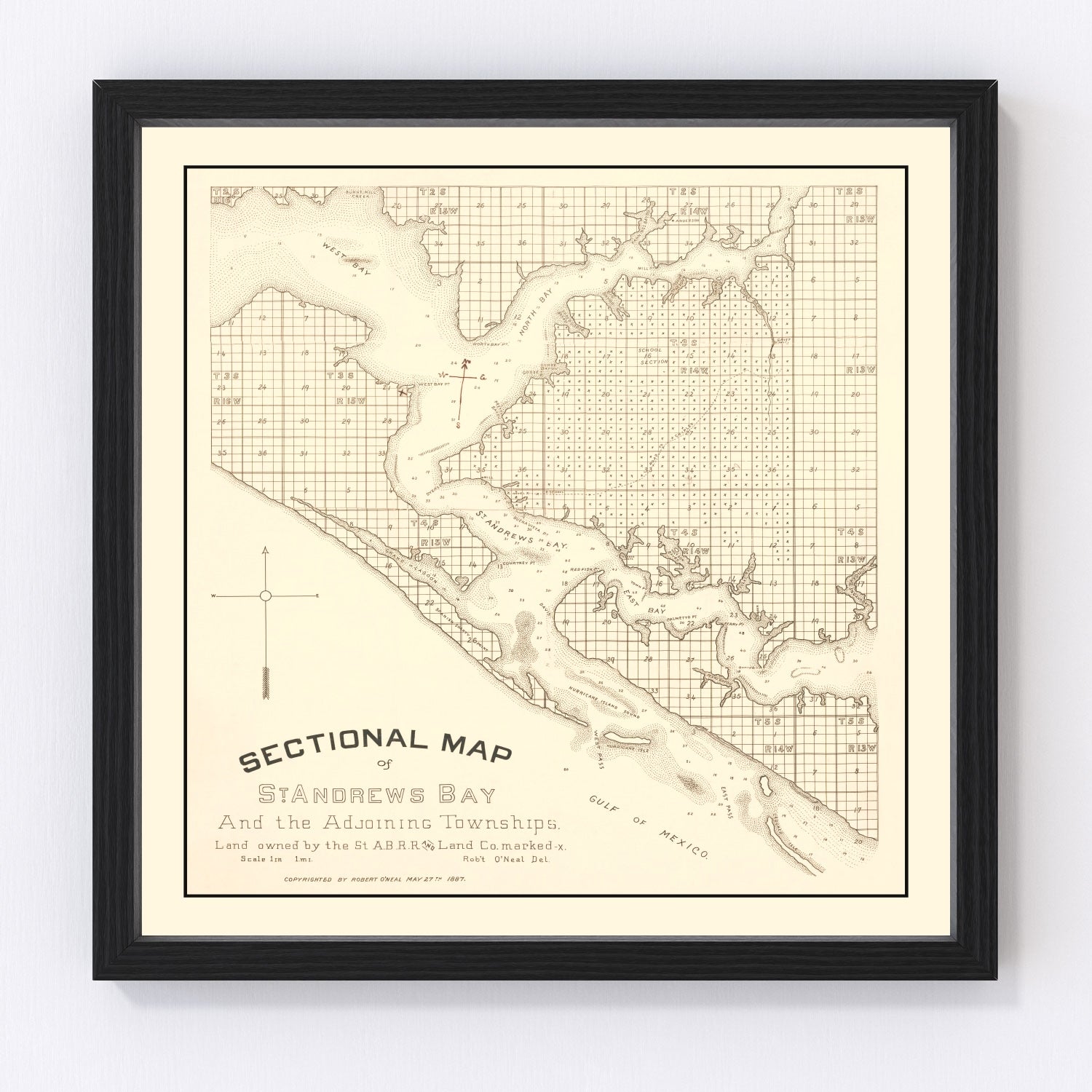 Vintage Map of Panama City, Florida 1887