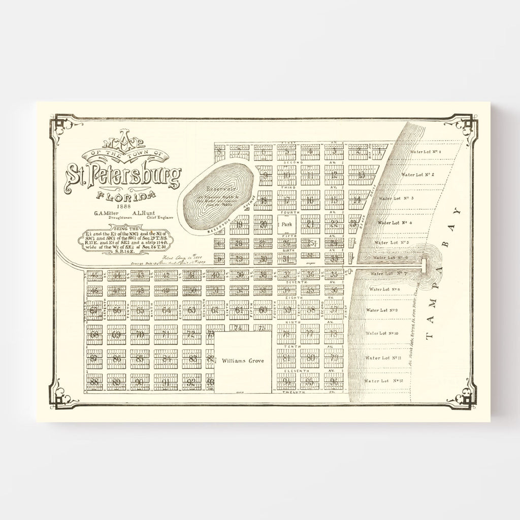 Vintage Map of St. Petersburg, Florida 1889