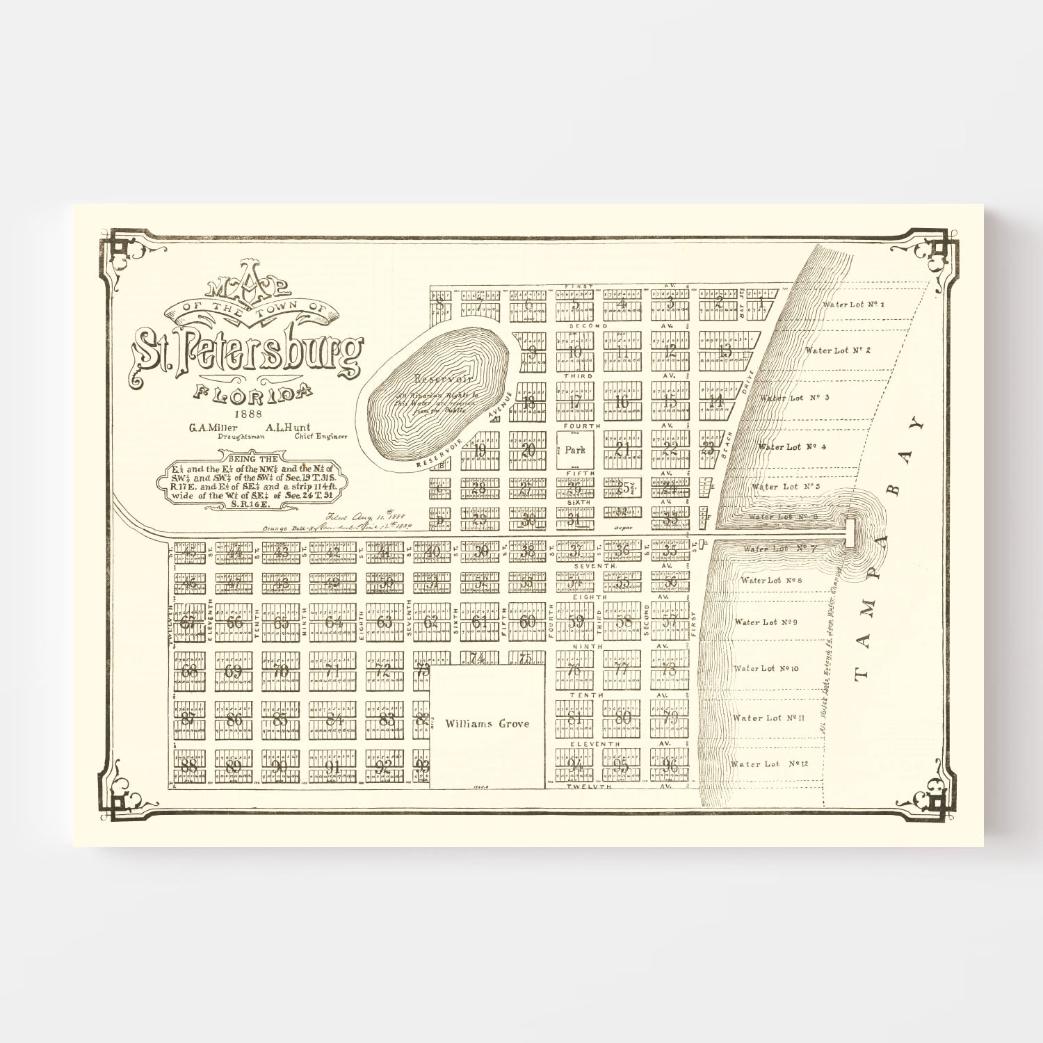 Vintage Map of St. Petersburg, Florida 1889