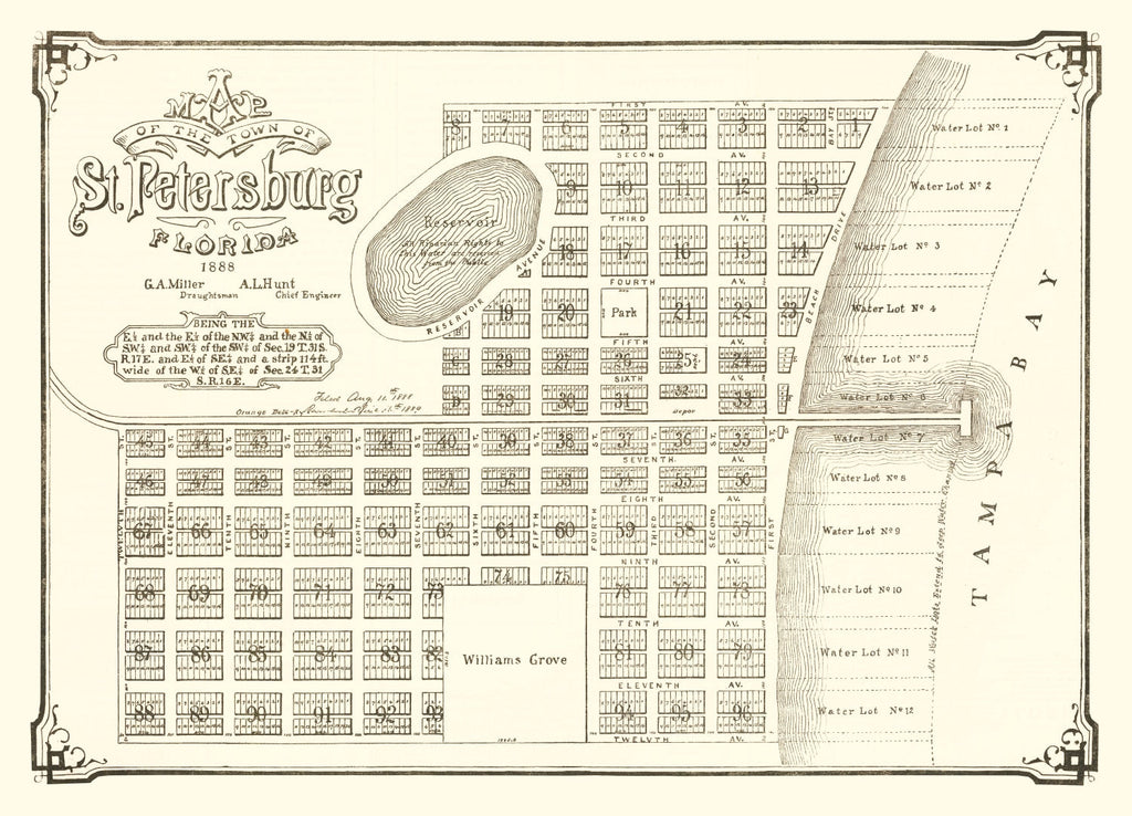 Vintage Map of St. Petersburg, Florida 1889
