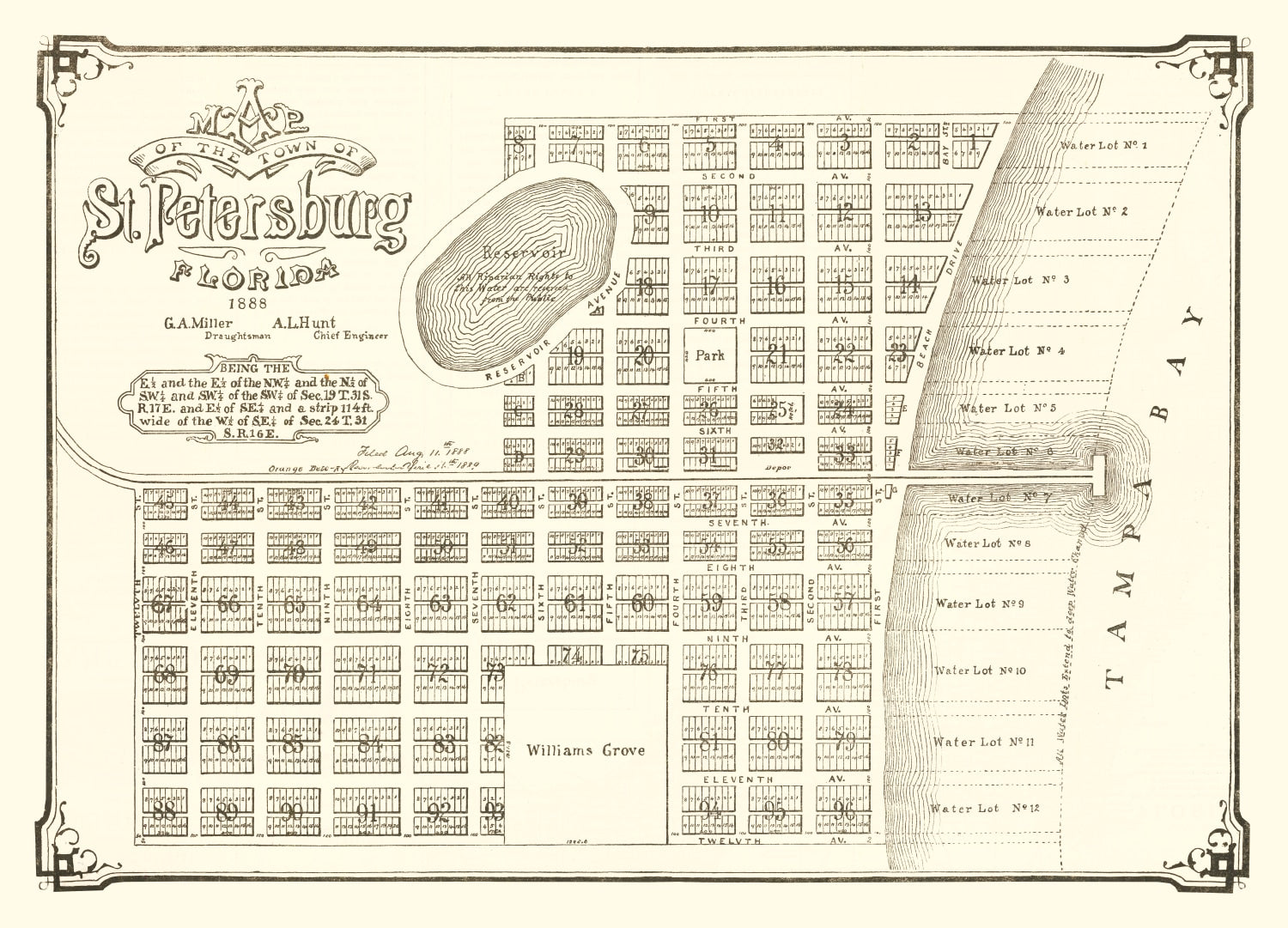 Vintage Map of St. Petersburg, Florida 1889