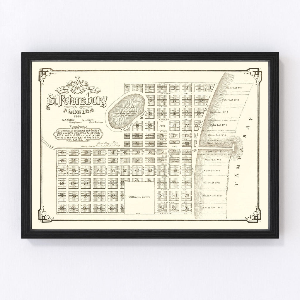 Vintage Map of St. Petersburg, Florida 1889