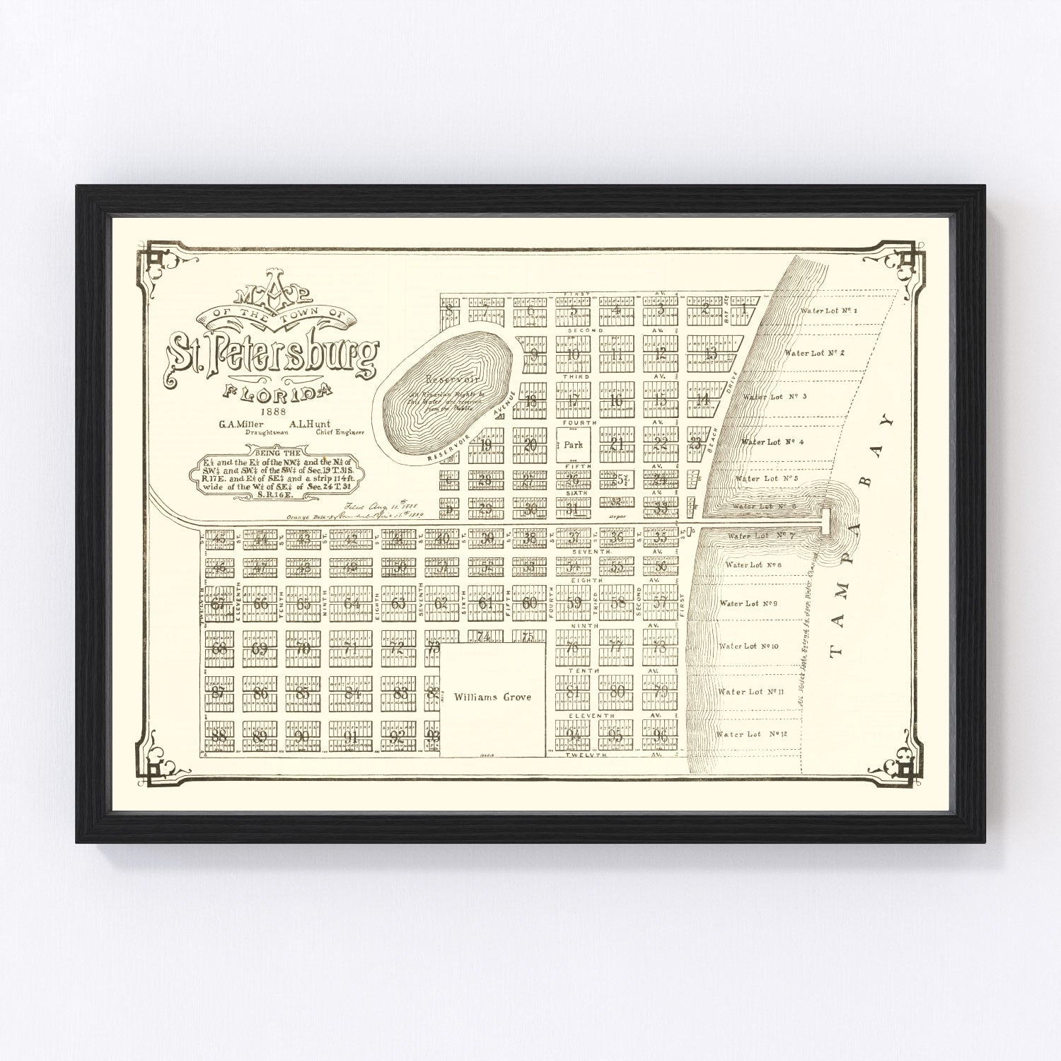 Vintage Map of St. Petersburg, Florida 1889