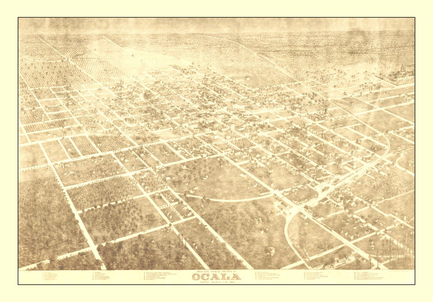 Vintage Map of Ocala, Florida 1892