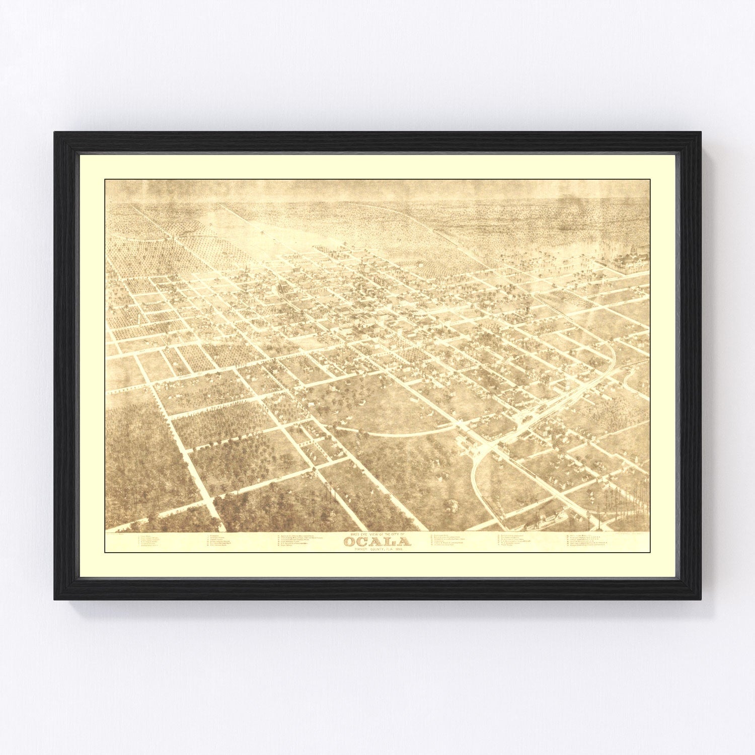 Vintage Map of Ocala, Florida 1892