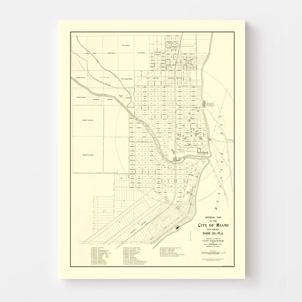 Vintage Map of Miami, Florida 1905