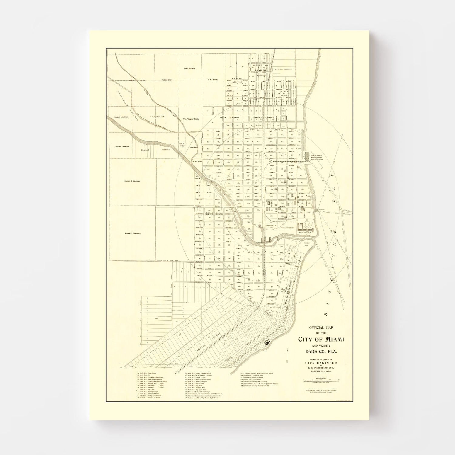 Vintage Map of Miami, Florida 1905