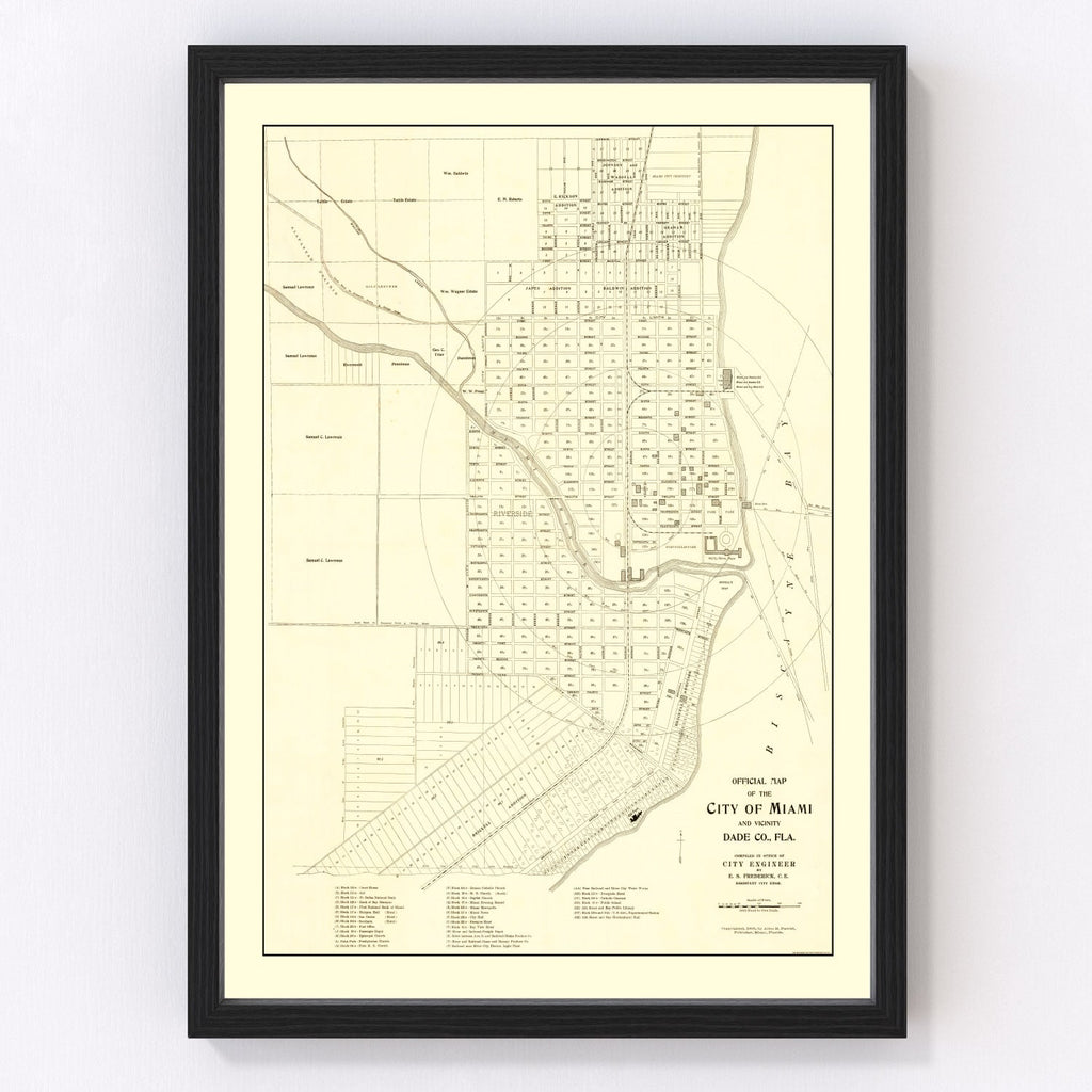 Vintage Map of Miami, Florida 1905