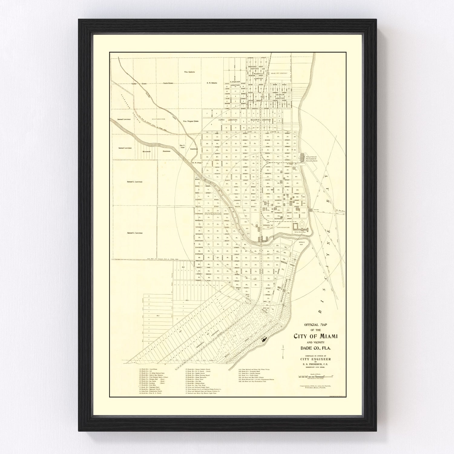 Vintage Map of Miami, Florida 1905